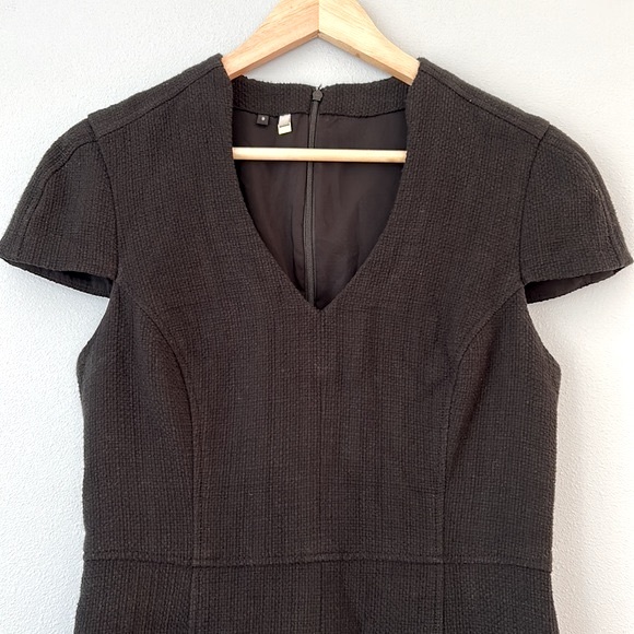 Anthropologie • 4.Collective Black Cap Sleeve Textured Knit Sheath Dress Size 8 - Picture 3 of 15